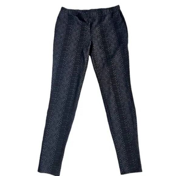 JOIE LEGGINGS STRECH PANTS KEENA BLACK PONTE SNAKESKIN MID RISE TRENDY SZ L - Picture 3 of 14